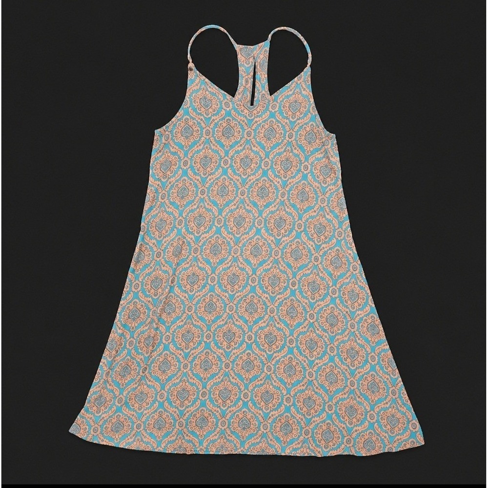 Artisan NY Womens Teal Orange Paisley Damask Racerback Mini Dress Shelf‎ Bra L